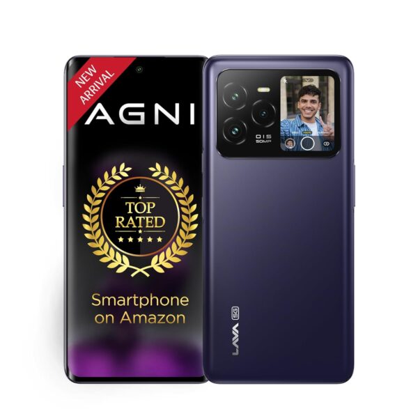 Lava Agni 3 5G (Heather Glass, 8GB+256GB) | India's 1st Dual AMOLED | 1.5K Curved Display | Dimensity 7300X | 50MP Triple AI Telephoto Camera | 66W Fast Charge | with Charging Adapter