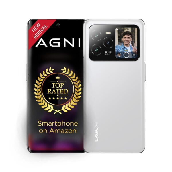 Lava Agni 3 5G (Pristine Glass, 8GB+256GB) | India's 1st Dual AMOLED | 1.5K Curved Display | Dimensity 7300X | 50MP Triple AI Telephoto Camera | 66W Fast Charge | with Charging Adapter