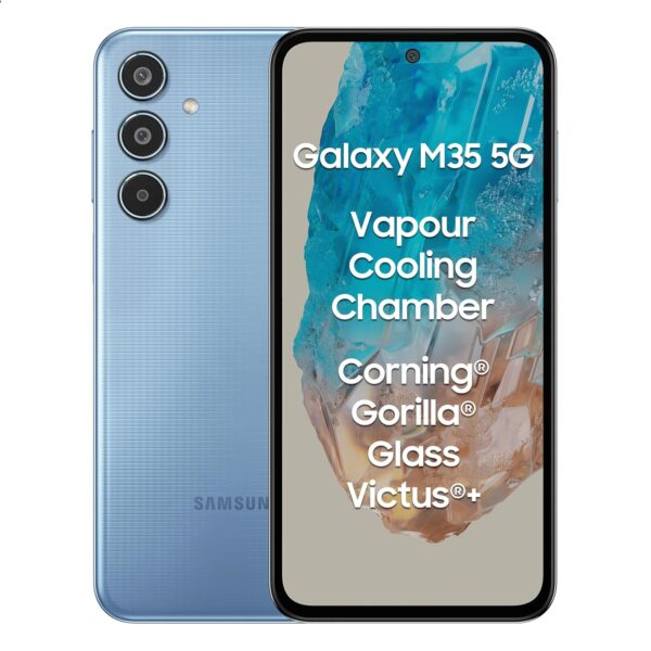 Galaxy M35 5G (Daybreak Blue,6GB RAM,128GB Storage)| Corning Gorilla Glass Victus+| AnTuTu Score 595K+ | Vapour Cooling Chamber | 6000mAh Battery | 120Hz Super AMOLED Display| Without Charger